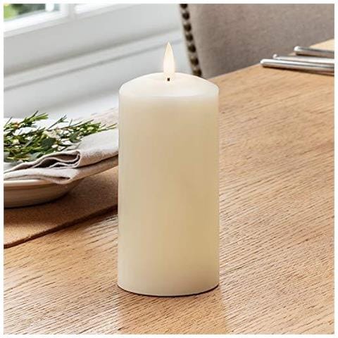 Grande Truglow Candela Della Colonna Della Batteria Led Senza Fiamma Con Il Temporizzatore 15 Centimetri Vero Avorio Cera - Foto 1
