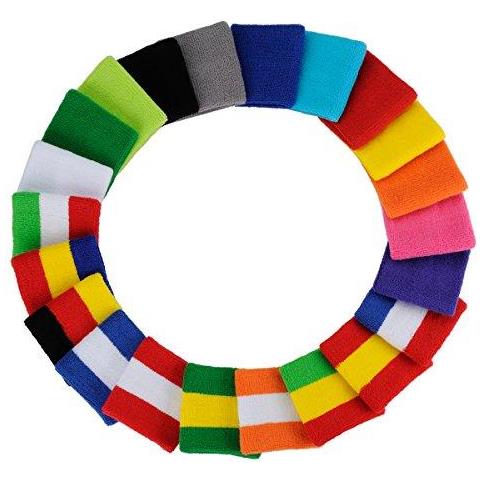 Sweatband Set (3 Pezzi) Sport Fascia Da Polso A Strisce Sweatbands Tessuto Di Spugna Wristband Athletic Esercizio Pallacanestro Polso Sweatband E Fasce Assorbimento Dellumidit Assorbimento Del Sudore Head Band - Foto 4