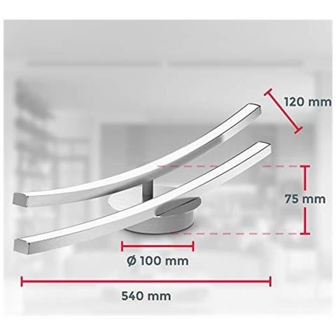 Led Luce Di Soffitto 12w 960lm Bianco Caldo Luce 3000k Piccoli Sistemi Di Led Inclusi 1 Bar Regolabile 21in Lungo Moderno Fissaggio A Soffitto Per Camere Da Letto Finitura In Alluminio Spazzolato 230v Ip20 - Foto 2