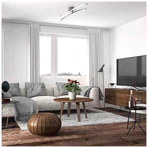 Led Luce Di Soffitto 12w 960lm Bianco Caldo Luce 3000k Piccoli Sistemi Di Led Inclusi 1 Bar Regolabile 21in Lungo Moderno Fissaggio A Soffitto Per Camere Da Letto Finitura In Alluminio Spazzolato 230v Ip20 - Foto 4