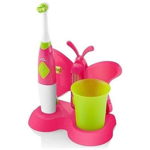Spazzolino Da Denti Con Tazza Dell'acqua E Supporto Sonetic 129490070 Funzionamento A Batteria, Per Bambini, Numero Di Testine Incluse 2, Rosa - Foto 1