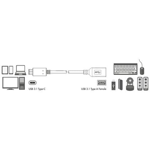 Cavo Adattatore Usb 3.1 Connettore "C" Maschio "A" Femmina Cm 15 - Foto 1