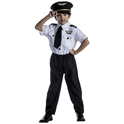 Deluxe Set Costume Da Pilota Per Bambini, Bianco, Piccolo 4-6 (vita 31, Altezza 45) - Foto 1