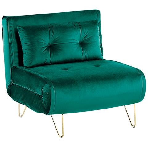 Divano Letto Singolo Vestfold Velluto Verde Scuro - Foto 2