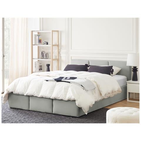 Letto Contenitore Velluto Bousse 160 X 200 Cm Grigio Chiaro - Foto 1