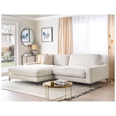 Divano Angolare 3 Posti Maloy Ciniglia Bianco Sporco Lato Destro - Foto 1