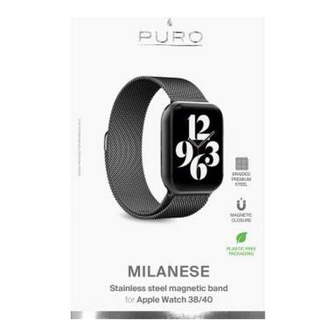 Cinturino Per Apple Watch 38-41mm Milanese Acciaio, Nero - Foto 3