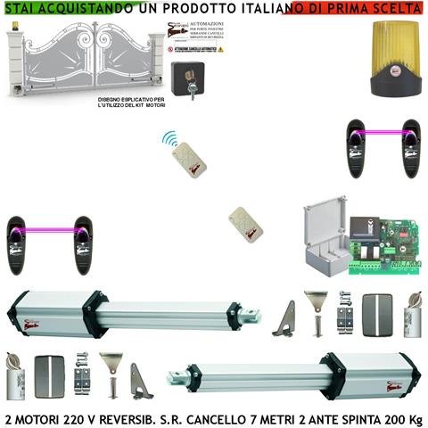 Apricancello 220 V X Cancello Da 7 Mt 2 Ante Da 3,5 Metri 2 Motori 220 V Stelo Retrattile Reversibile Corsa 600 Mm Spi - Foto 1