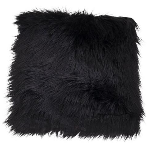 Pouf Lambskin - Nero - Poliestere - 40x40x6,5 Cm - Foto 1