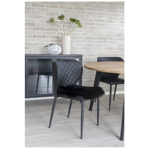 Pouf Lambskin - Nero - Poliestere - 40x40x6,5 Cm - Foto 2