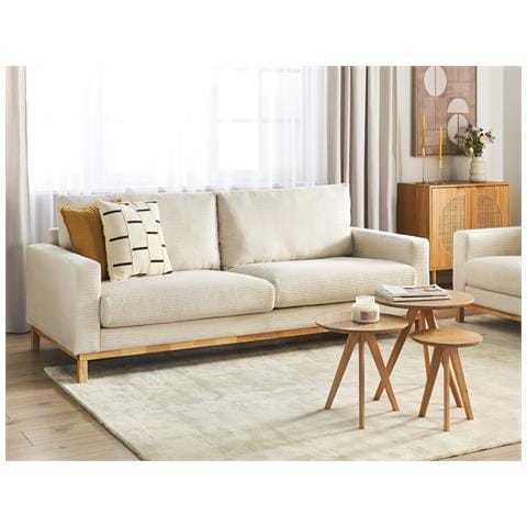 Divano 3 Posti Siggard Velluto A Coste Beige Chiaro - Foto 1