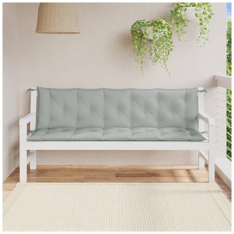 Cuscini Panca Giardino 2pz Grigio Chiaro Mélange 180x50x7 Cm - Foto 3