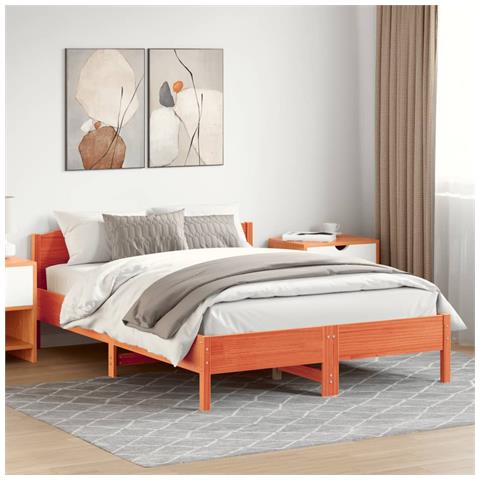 Letto Senza Materasso Marrone Cera 120x200 Cm In Legno Di Pino - Foto 3