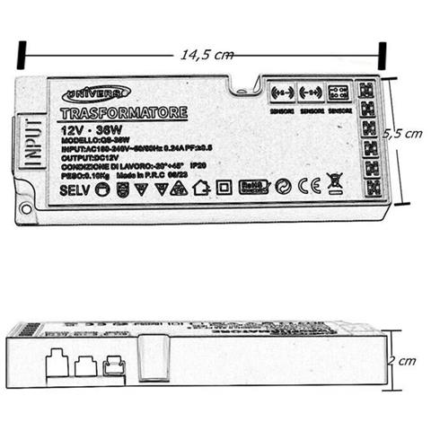 Alimentatore Slim Trasformatore Da 230v A 12v 36 W Per Striscia Led Sensori Luci - Foto 7