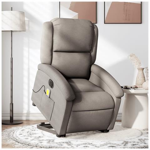 Poltrona Alzapersona Massaggiante Elettrica Tortora In Tessuto - Foto 1