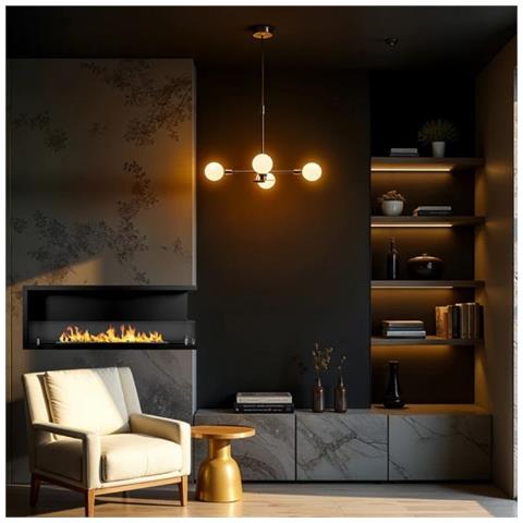 Camino A Bioetanolo Da Parete Biocamino Da Incasso 1,25 Lt Riscaldamento 30 M2, In Acciaio Con Vetro Temperato - 120 Cm Nero - Foto 7