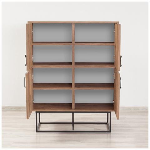 Bresov Credenza Industriale In Legno E Metallo - 4 Porte - 8 Compartimenti Di Stoccaggio - Foto 2