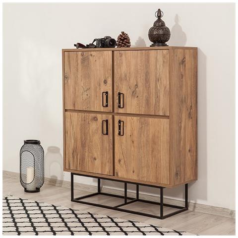 Bresov Credenza Industriale In Legno E Metallo - 4 Porte - 8 Compartimenti Di Stoccaggio - Foto 1