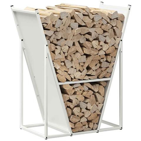 Rastrelliera per Legna da Ardere Bianca 69,5x35x81 cm - Foto 10
