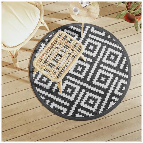 Tappeto Da Esterni Arakil Bianco E Nero 120 Cm In Pp - Foto 1