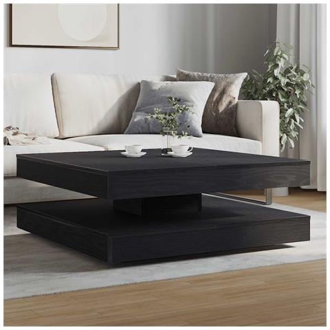 Tavolino Da Caffè Girevole A 360 Gradi Nero 90x90x34,5 Cm - Foto 3