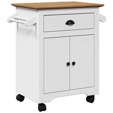 Carrello Da Cucina Bodo Bianco E Marrone 72x45x80 Cm - Foto 2