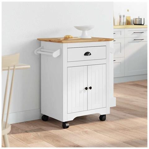 Carrello Da Cucina Bodo Bianco E Marrone 72x45x80 Cm - Foto 3