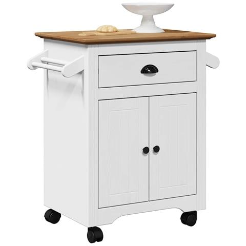 Carrello Da Cucina Bodo Bianco E Marrone 72x45x80 Cm - Foto 1