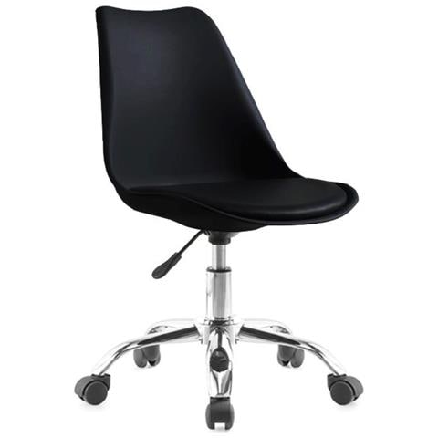 Poltrona Da Ufficio Lc719 In Plastica Colore Nero Con Base Cromata - Foto 1