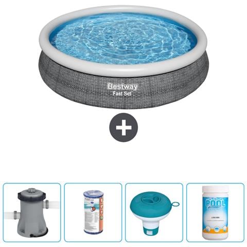 Piscina Fuori Terra - In Giro - 366x76 Cm - Grigio - Include Accessori Coordinati Cb53 - Foto 1