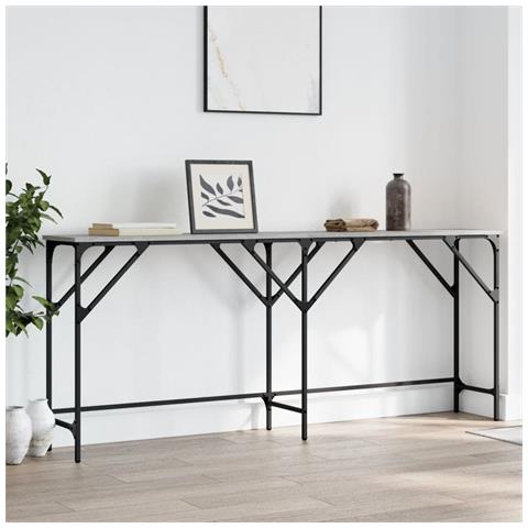 Tavolo Consolle Grigio Sonoma 180x29x75 Cm In Legno Multistrato - Foto 2