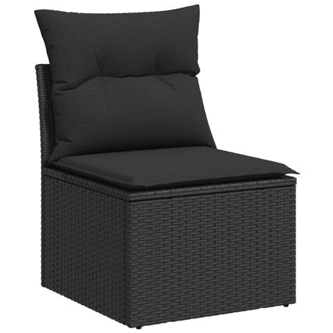 Lusso Casadino -  Set Divani Da Giardino 3 Pz Con Cuscini In Polyrattan Nero - Foto 2
