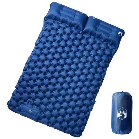 Materasso Campeggio Autogonfiabile Cuscini 2 Persone Blu Marino - Foto 1