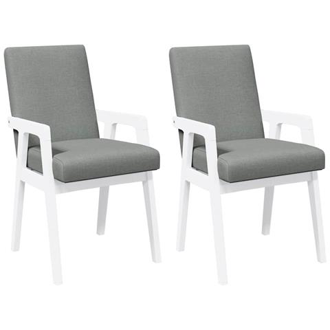 Sedie da Pranzo con Cuscini 2 pz Bianco Legno Massello di Hevea - Foto 1