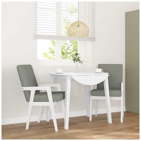 Sedie da Pranzo con Cuscini 2 pz Bianco Legno Massello di Hevea - Foto 2