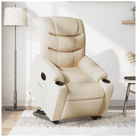 Poltrona Alzapersona Reclinabile Elettrica Crema in Tessuto - Foto 2