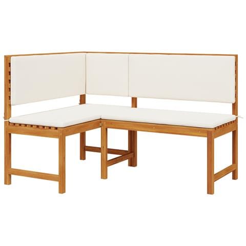 Panchina Angolare da Giardino  con Cuscini 140x100x91 cm in Legno Massello di Acacia - Foto 1
