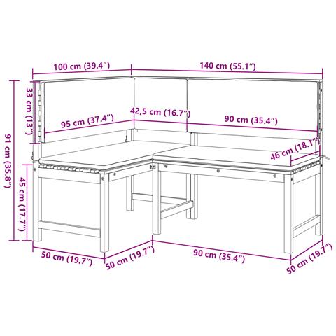 Panchina Angolare da Giardino  con Cuscini 140x100x91 cm in Legno Massello di Acacia - Foto 8