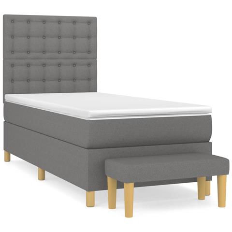 Giroletto a Molle con Materasso Grigio Scuro 90x190 cm Tessuto - Foto 1