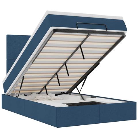 Struttura Letto Pouf con Materasso Blu 120x200 cm in Tessuto - Foto 1