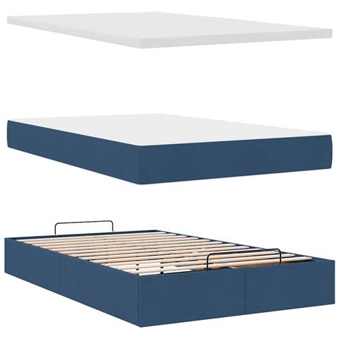 Struttura Letto Pouf con Materasso Blu 120x200 cm in Tessuto - Foto 9