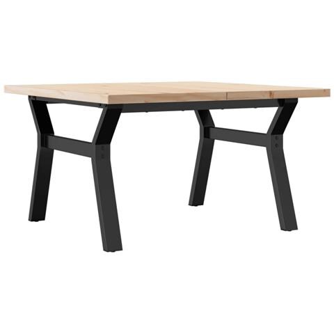 Tavolino Salotto Telaio a Y 80x80x45,5cm Legno Pino e Acciaio - Foto 1