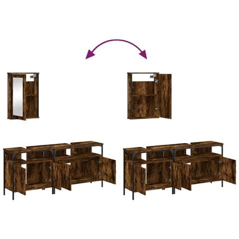 Set Mobili da Bagno 3 pz Rovere Fumo in Legno Multistrato - Foto 9