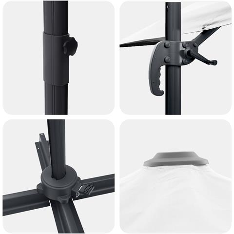 Ombrellone a Sbalzo Sabbia Poliestere Grande Inclinabile - Foto 9