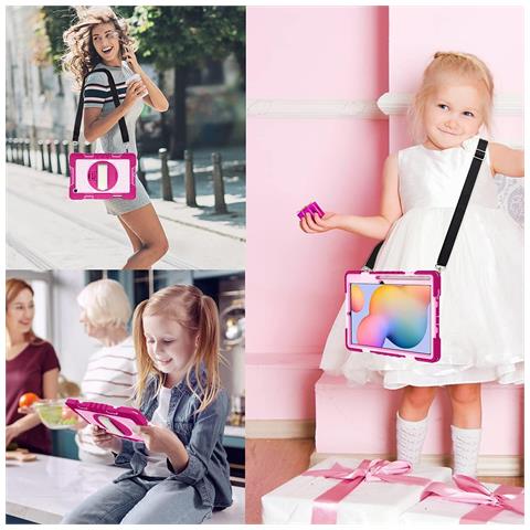 Custodia Per Samsung Galaxy Tab A 8"" Con Supporto E Tracolla Rosa - Foto 2