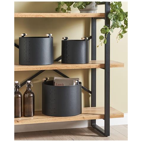 Set Di 3 Cestini Aram Pelle Sintetica Nero - Foto 1