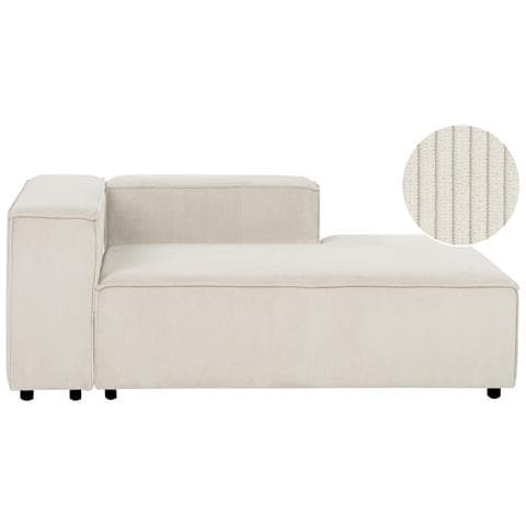 Chaise Longue Versione Sinistra Ardal Velluto A Coste Bianco Sporco - Foto 2