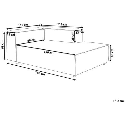 Chaise Longue Versione Sinistra Ardal Velluto A Coste Bianco Sporco - Foto 8