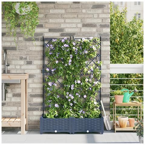 Vaso da Giardino con Trellis Grigio 80 x 40 x 125.5 cm PP - Foto 2
