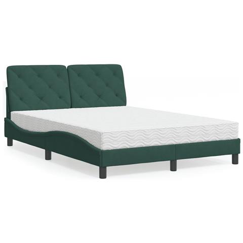 Letto con Materasso Verde Scuro 120x200 cm in Velluto - Foto 2